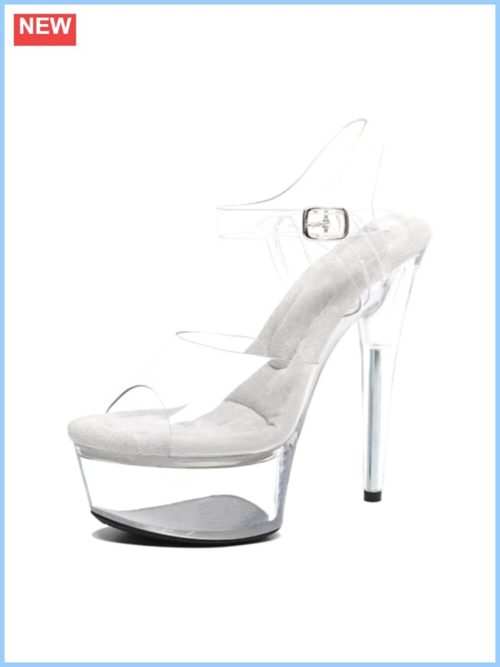 6in Clear Platform High Heels Ankle-Strap Sexy Stiletto Pole Dance Sandals